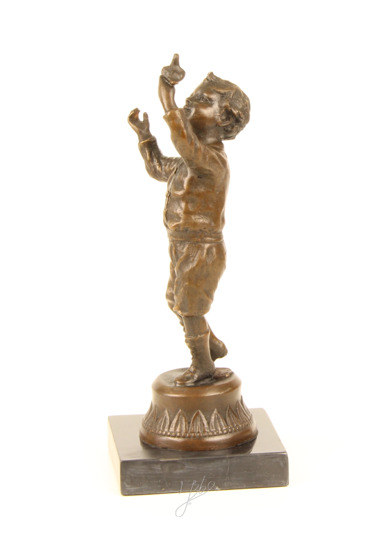 Handgefertigte Bronzejunge mit Taube Skulptur Elegante Kunst 4