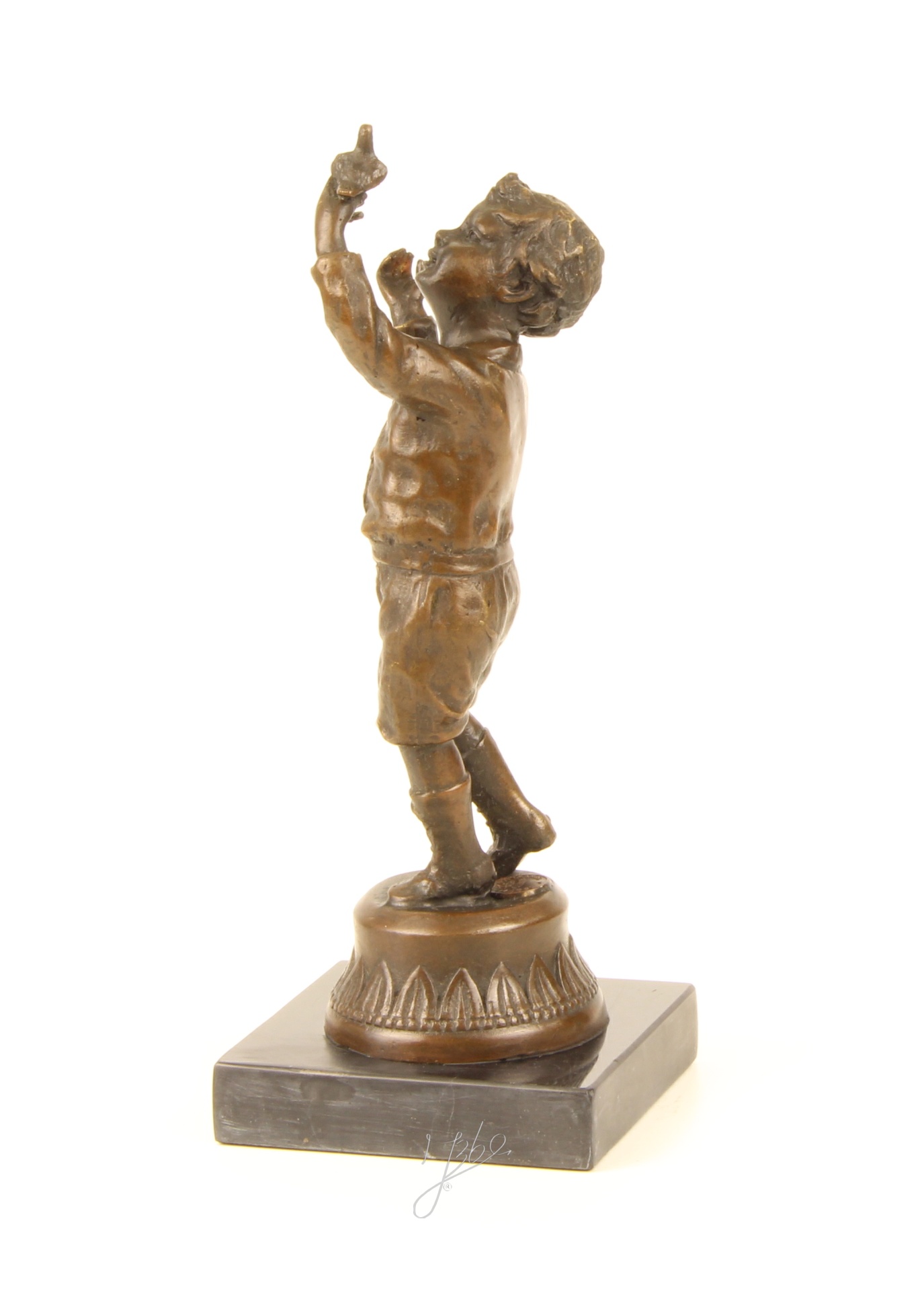 Handgefertigte Bronzejunge mit Taube Skulptur Elegante Kunst 7