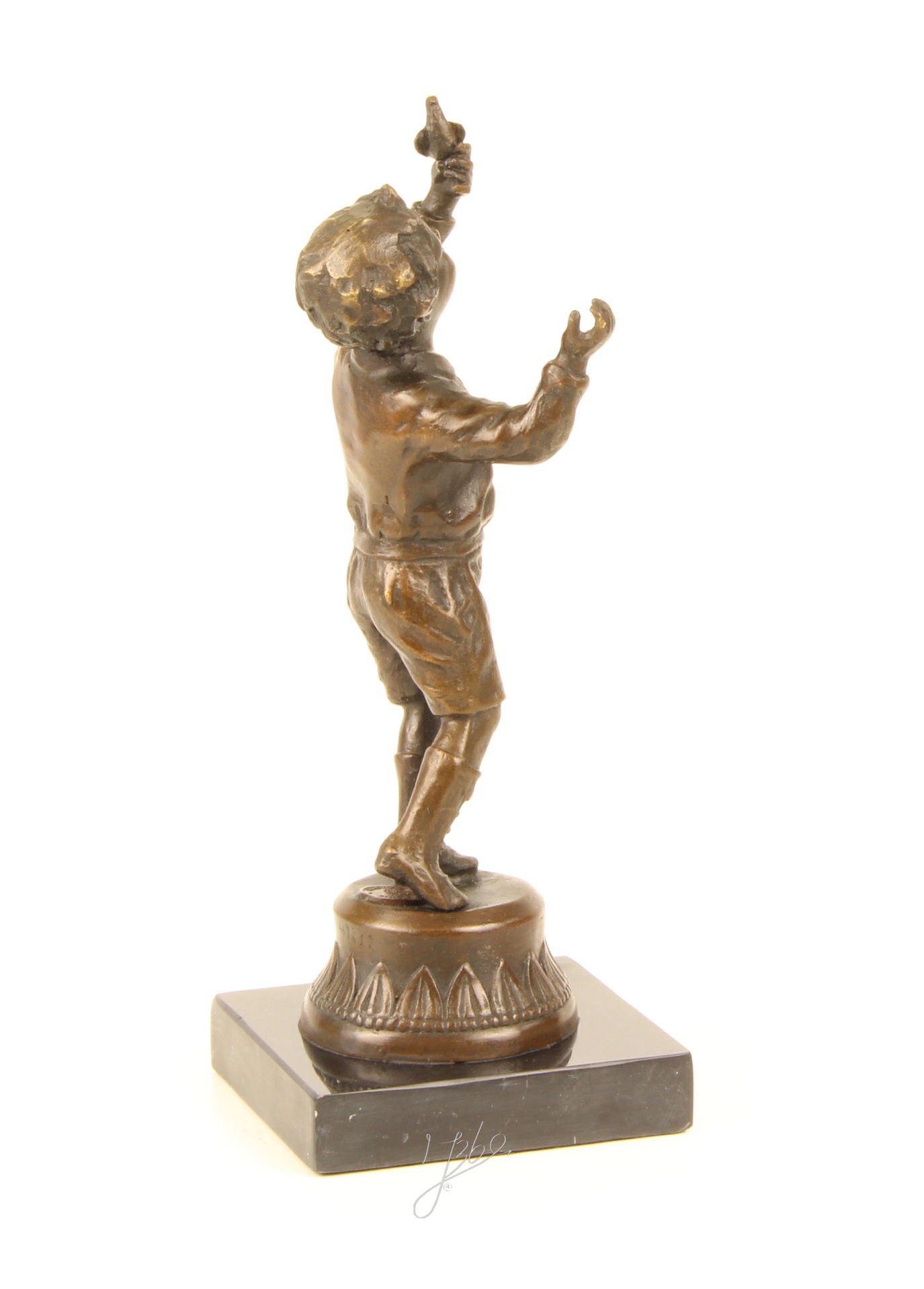 Handgefertigte Bronzejunge mit Taube Skulptur Elegante Kunst 14
