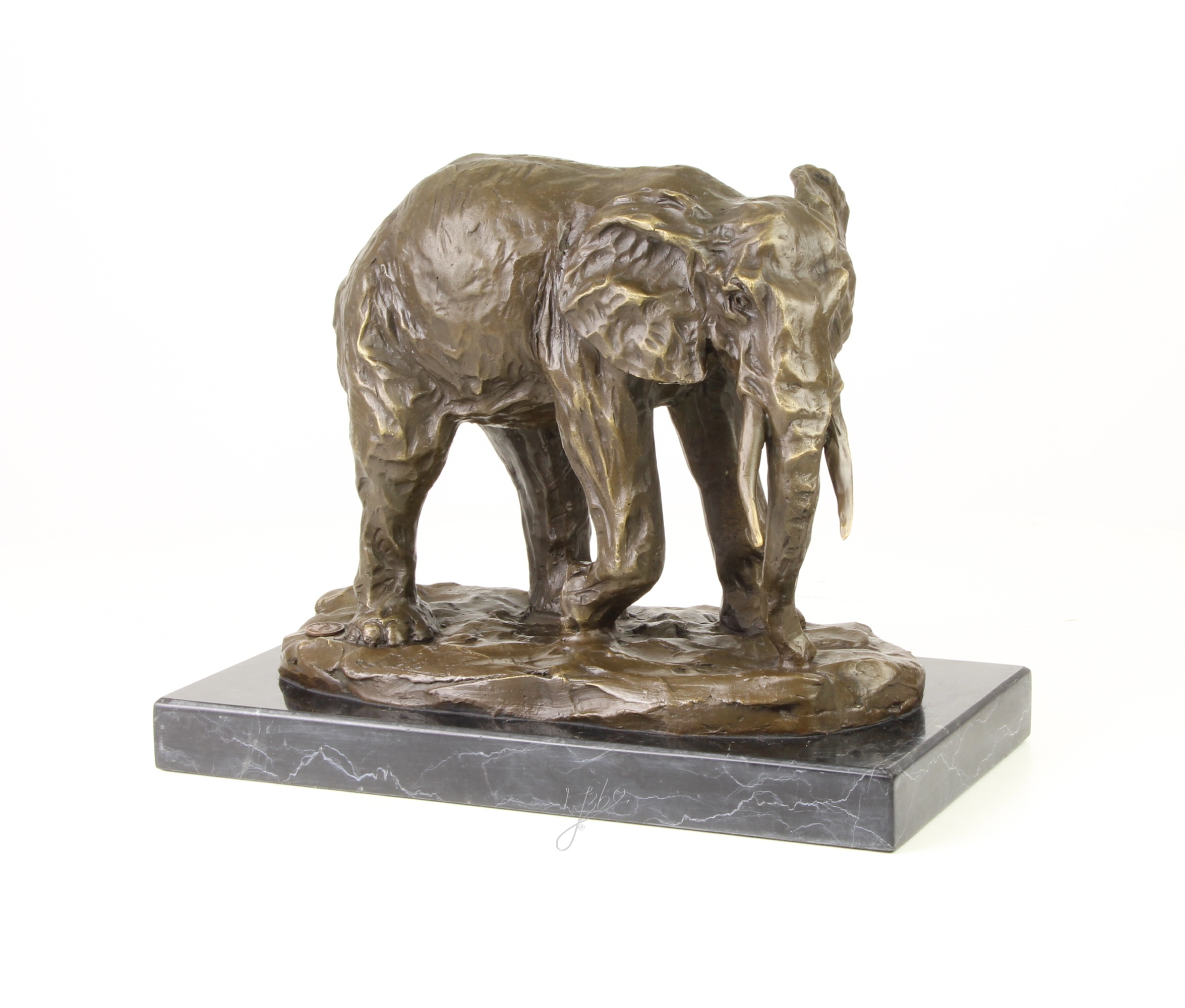 Detailreiche Bronzeelefant Skulptur Elegante Gehende Bronzeskulptur 3