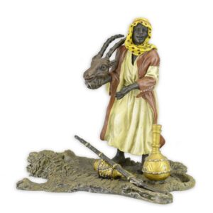 Dekorative Bronze Skulptur Arabischer Jäger mit Antilopenkopf