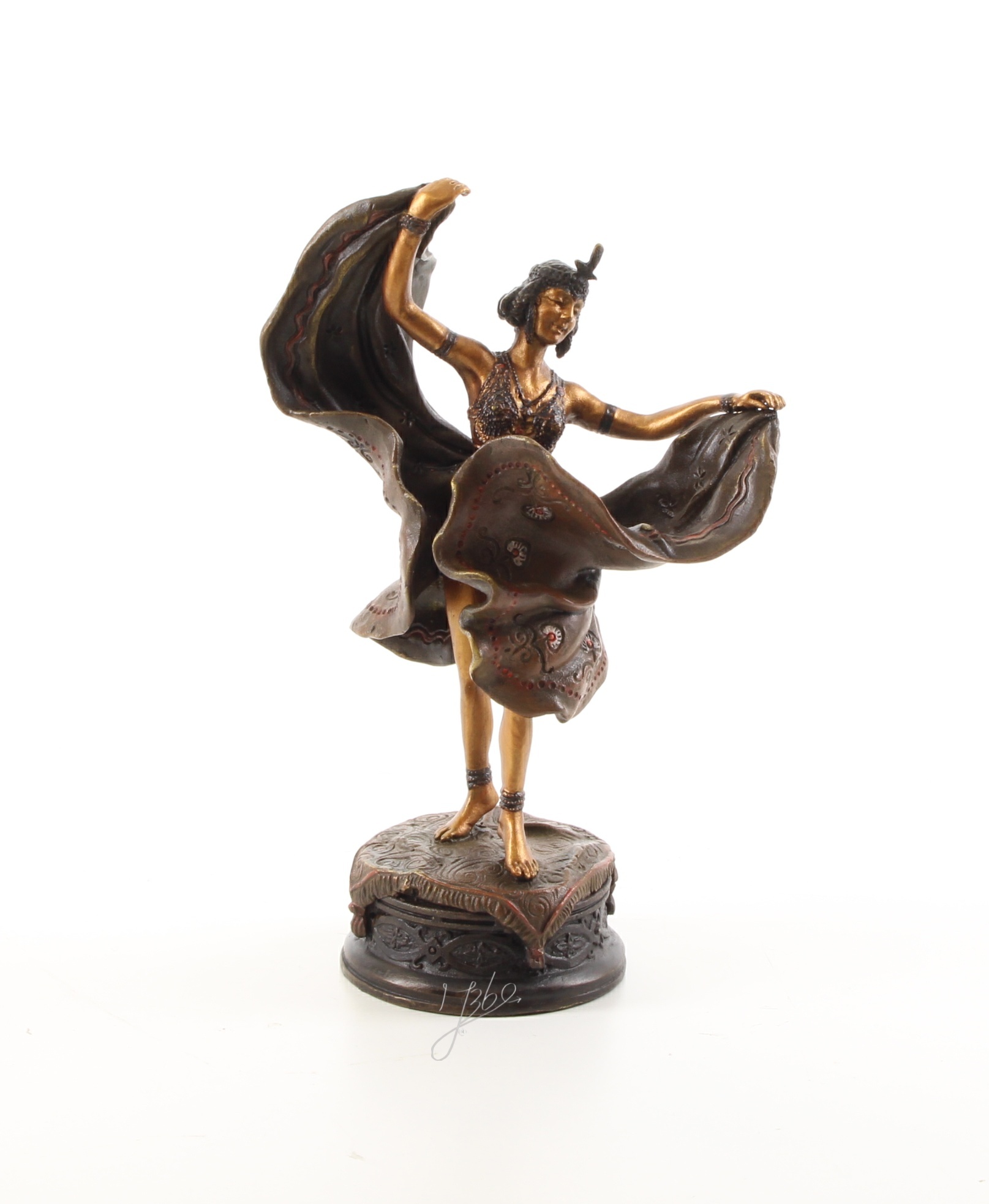 Elegante Bronze Tänzerin Skulptur Detaillierte Kunst einer tanzenden Frau 3