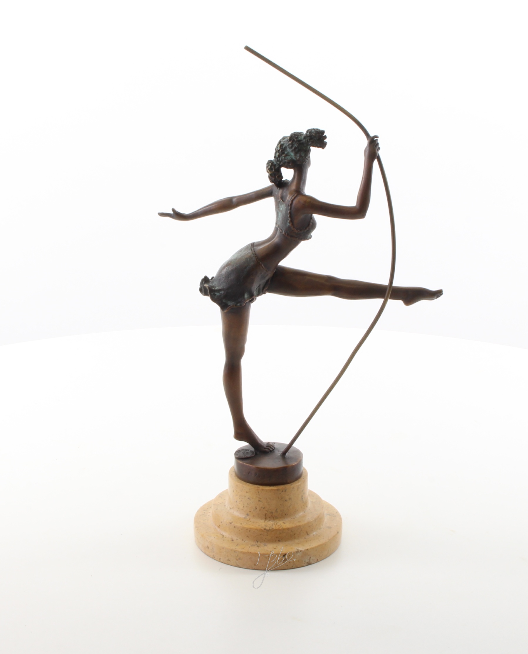 Elegante Bronze Ballerina Skulptur Tanzende Frau mit Stab 6