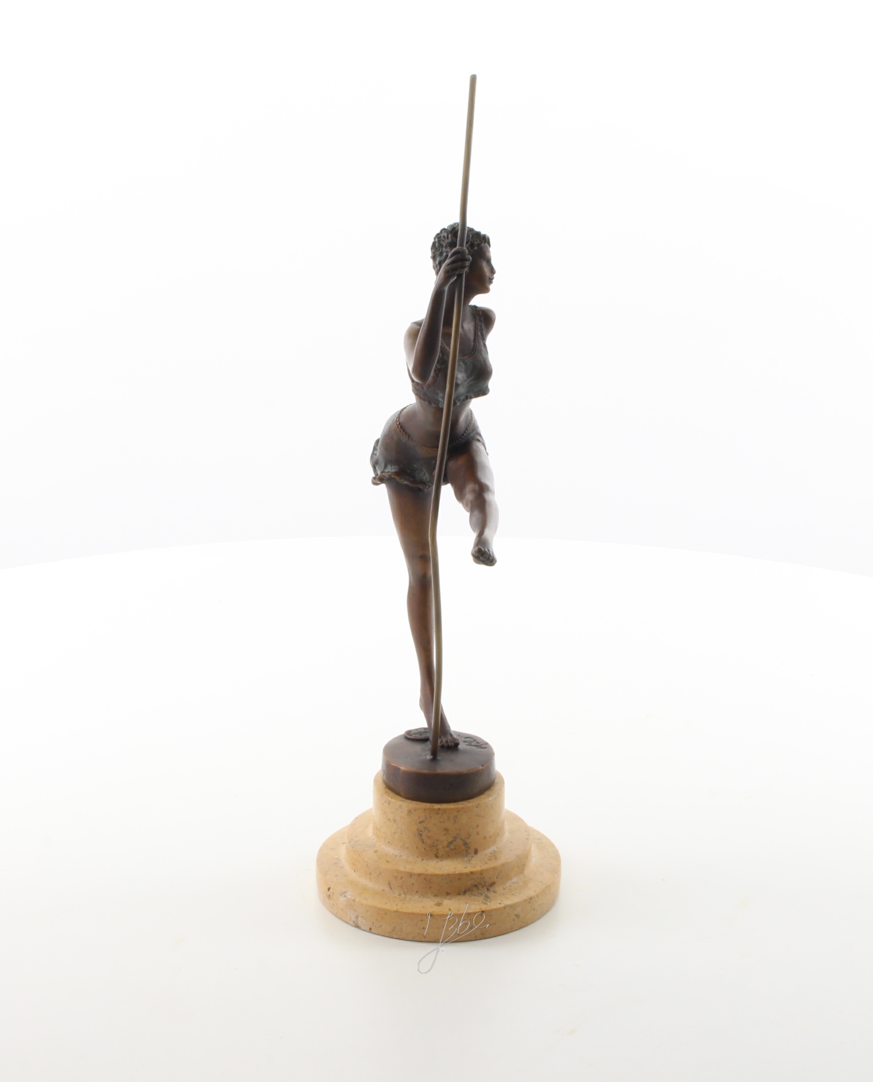 Elegante Bronze Ballerina Skulptur Tanzende Frau mit Stab 16