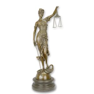 Handgefertigte Bronze Justitia Skulptur  Elegante Justitia Statue