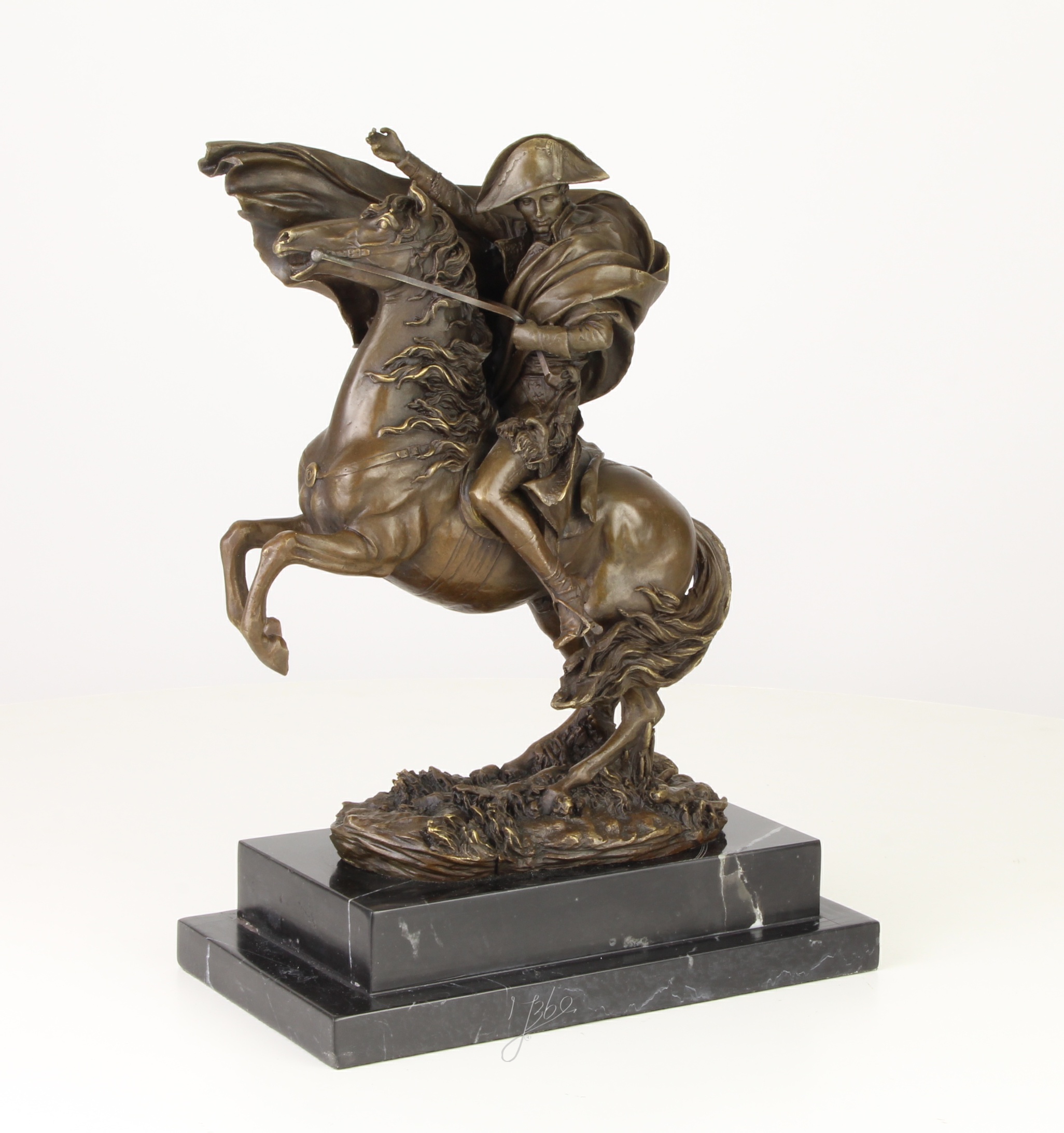 Elegante Bronzestatue Napoleon aufbäumendes Pferd Exquisite Skulptur 3