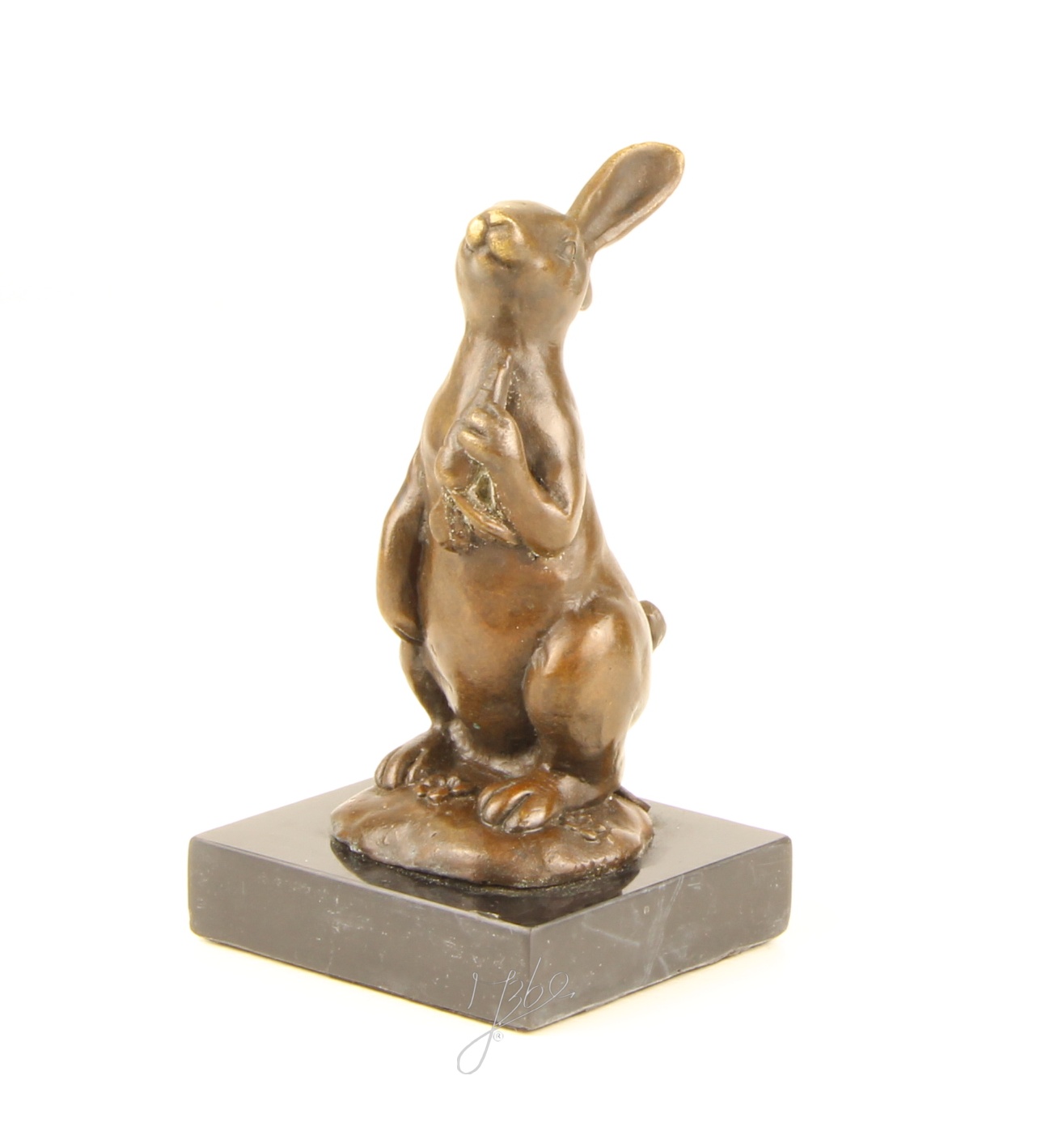 Handgefertigte Bronzehasen Skulptur Osterhase mit Karotte für Ihr Zuhause 3