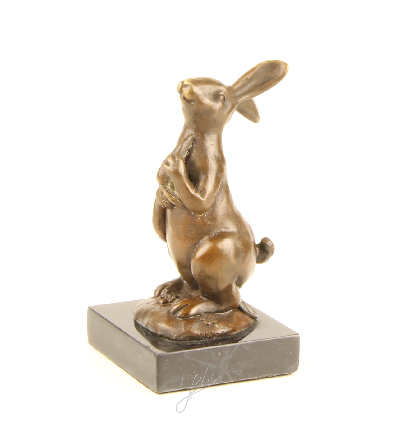 Handgefertigte Bronzehasen Skulptur Osterhase mit Karotte für Ihr Zuhause 4