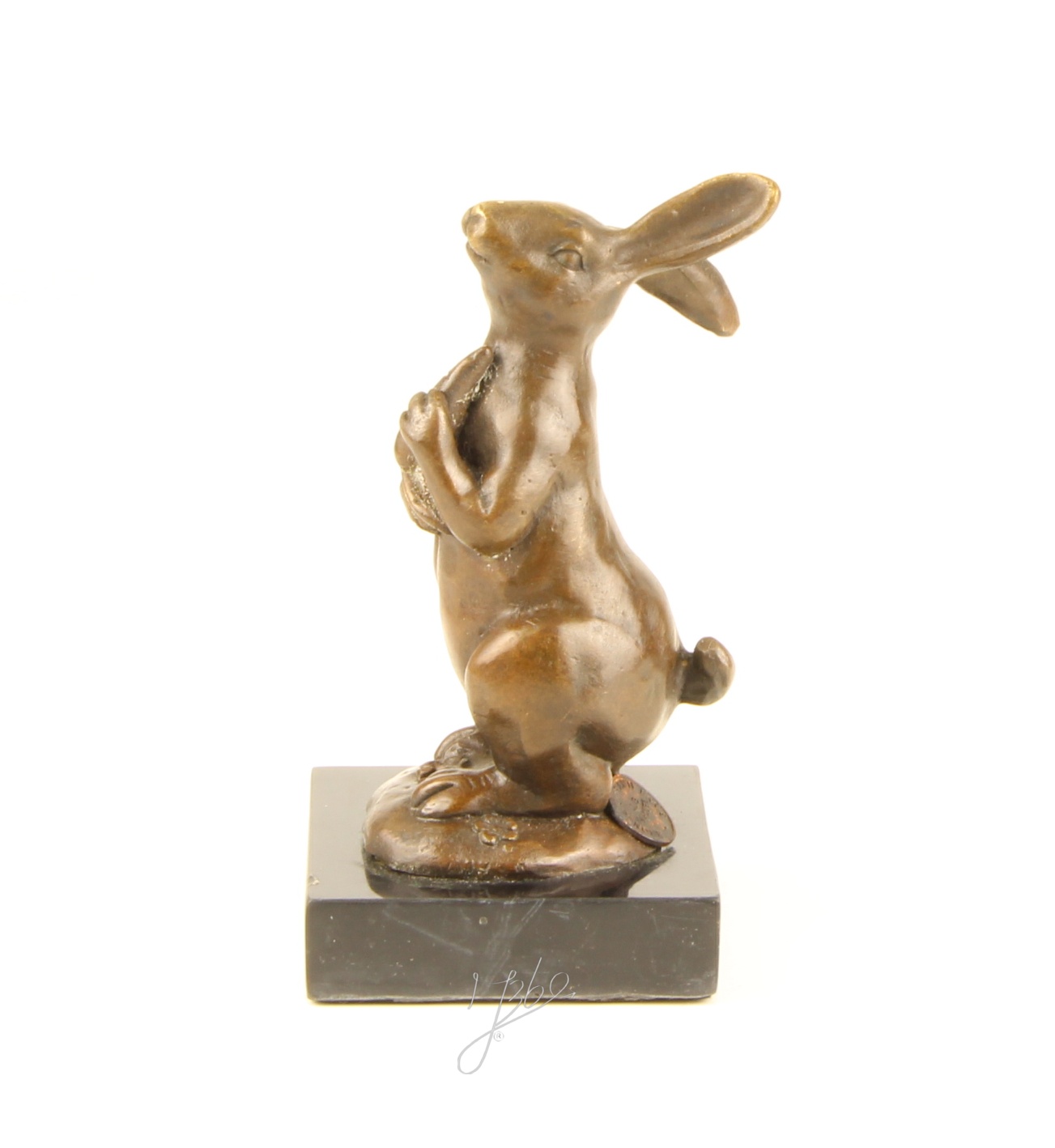 Handgefertigte Bronzehasen Skulptur Osterhase mit Karotte für Ihr Zuhause 5