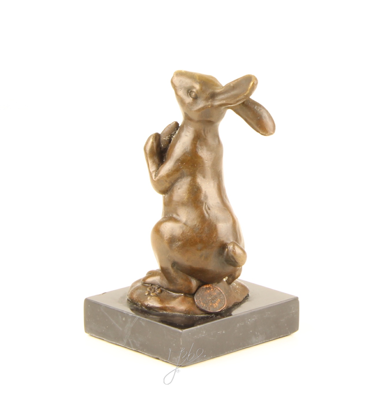 Handgefertigte Bronzehasen Skulptur Osterhase mit Karotte für Ihr Zuhause 7