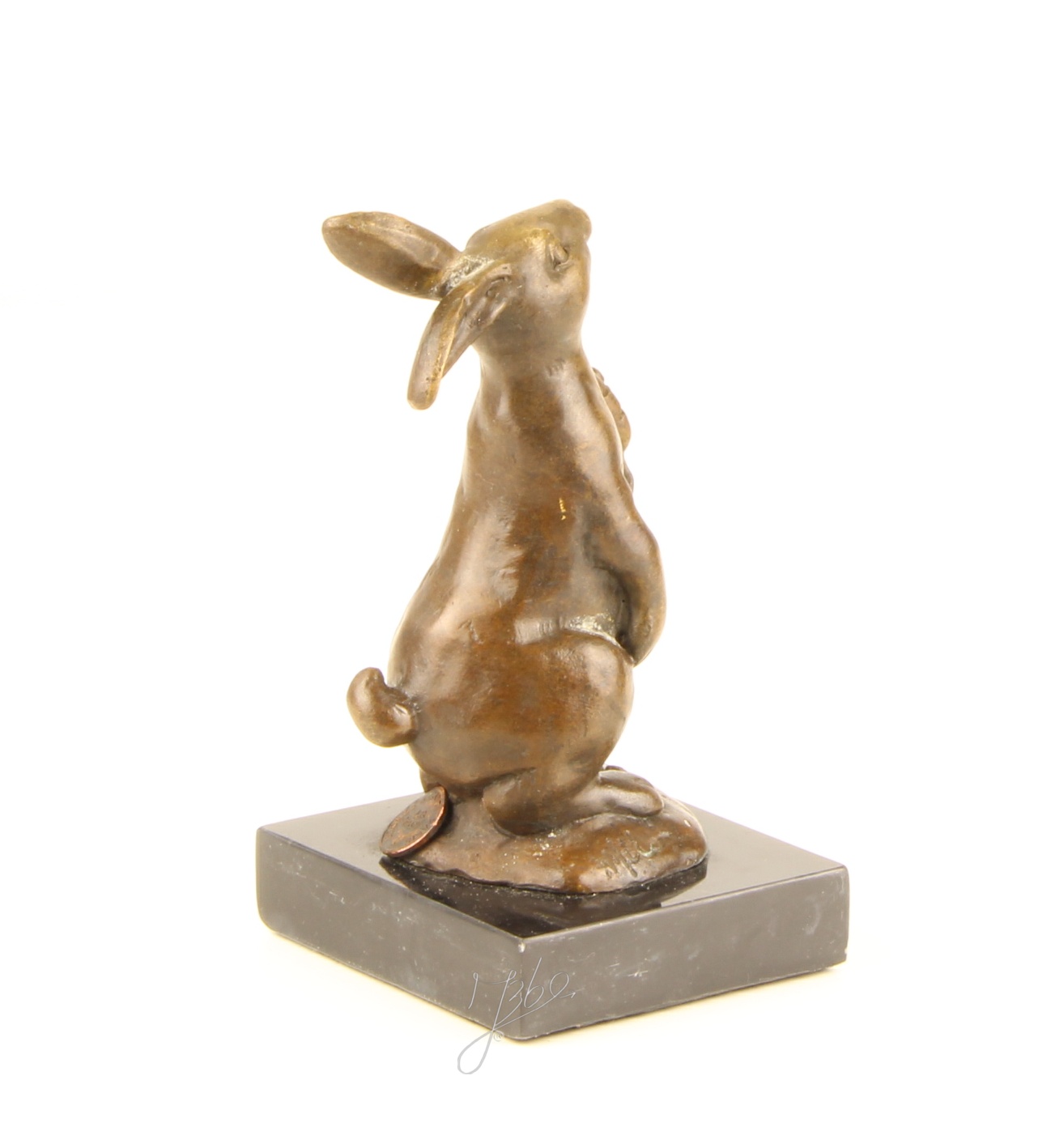 Handgefertigte Bronzehasen Skulptur Osterhase mit Karotte für Ihr Zuhause 12