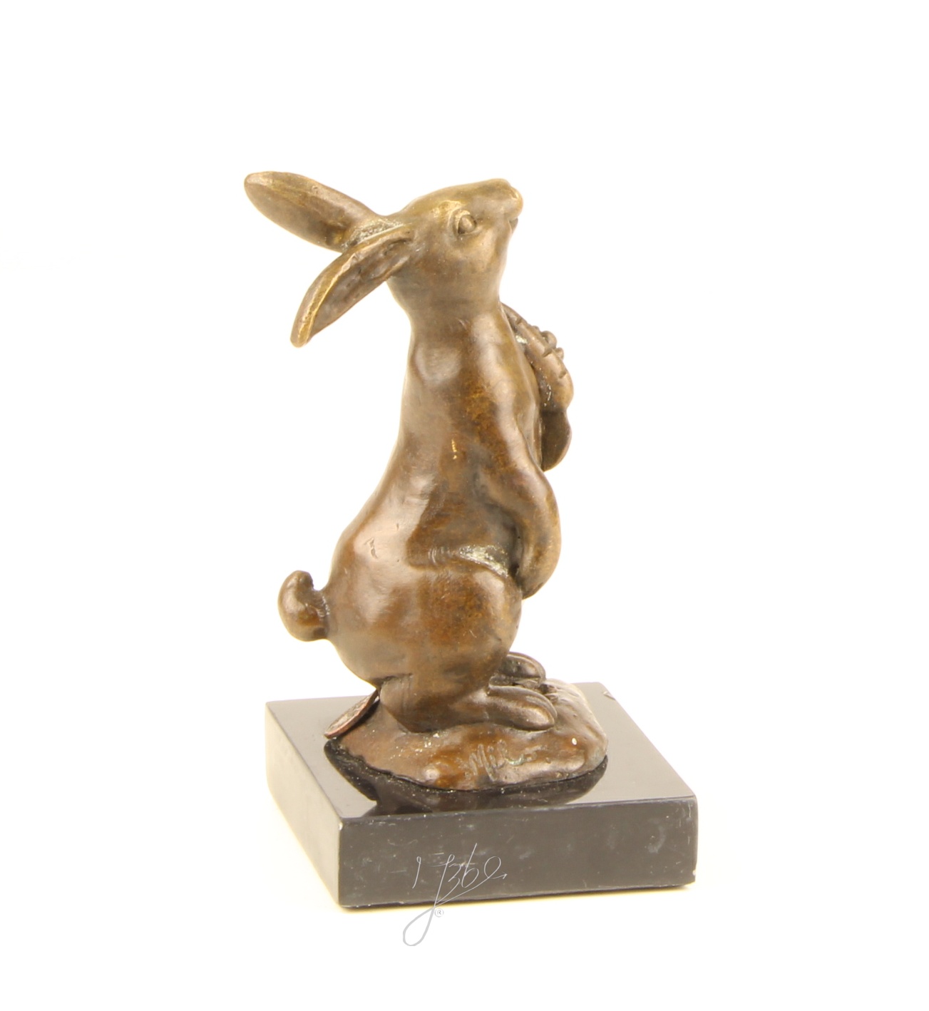 Handgefertigte Bronzehasen Skulptur Osterhase mit Karotte für Ihr Zuhause 10