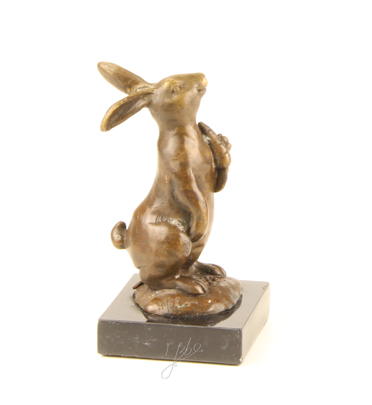 Handgefertigte Bronzehasen Skulptur Osterhase mit Karotte für Ihr Zuhause 13