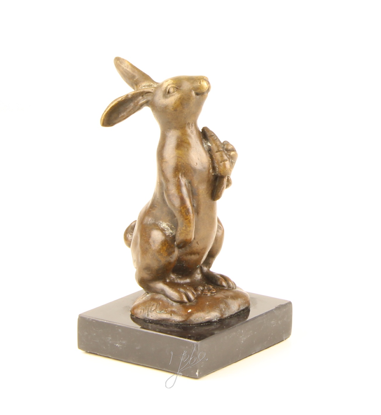 Handgefertigte Bronzehasen Skulptur Osterhase mit Karotte für Ihr Zuhause 14
