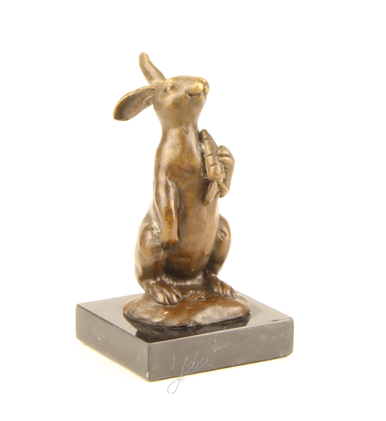 Handgefertigte Bronzehasen Skulptur Osterhase mit Karotte für Ihr Zuhause 16