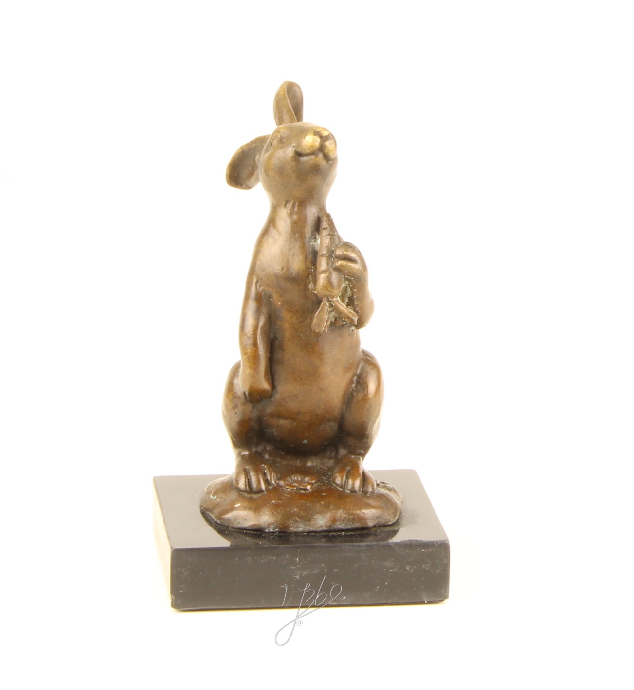 Handgefertigte Bronzehasen Skulptur Osterhase mit Karotte für Ihr Zuhause 15