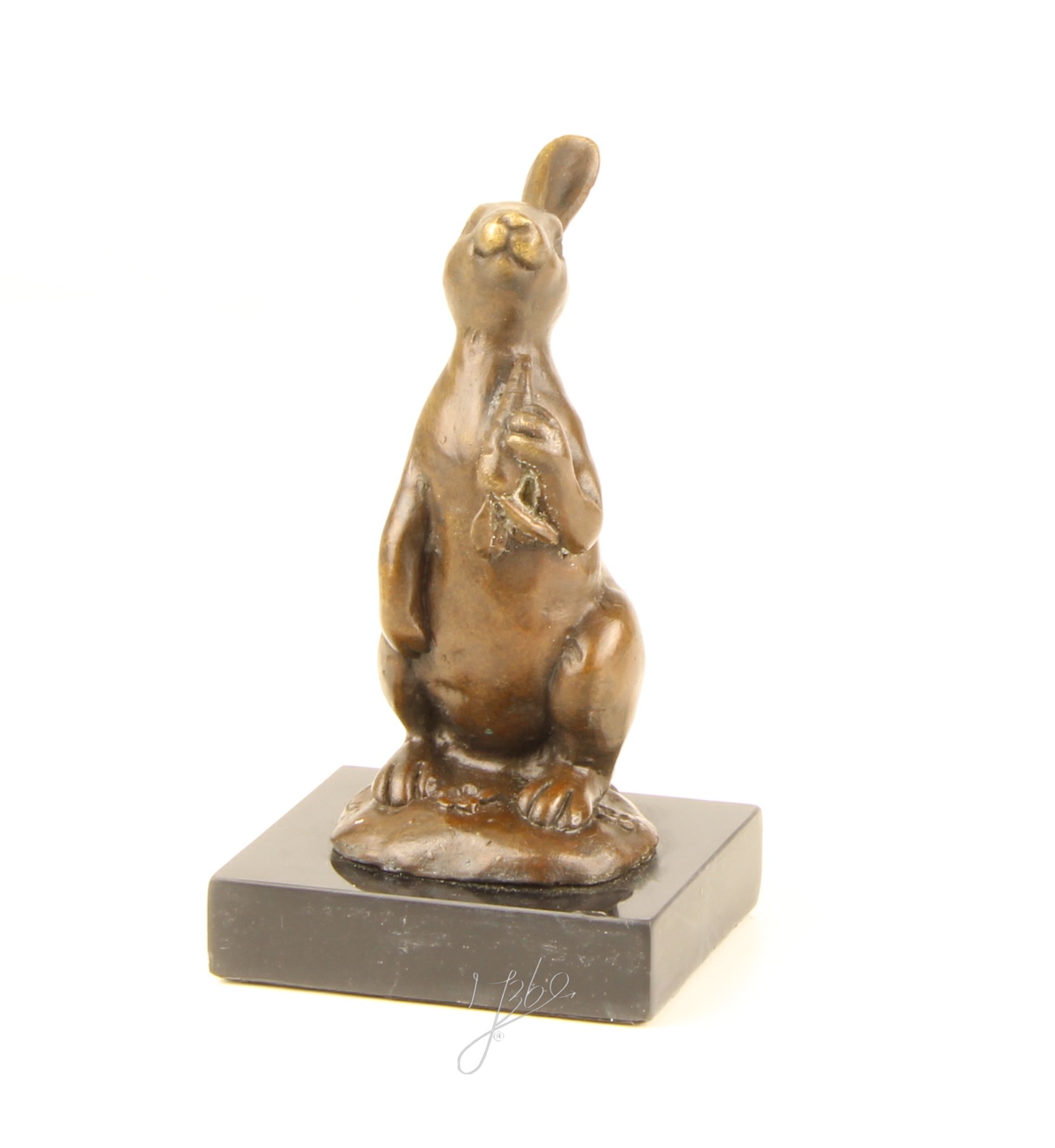 Handgefertigte Bronzehasen Skulptur Osterhase mit Karotte für Ihr Zuhause 17
