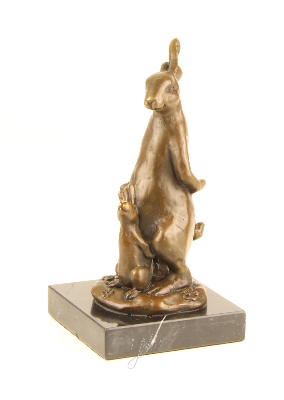 Realistische Bronze Osterhasenskulptur mit Korb Elegante Dekoration 7