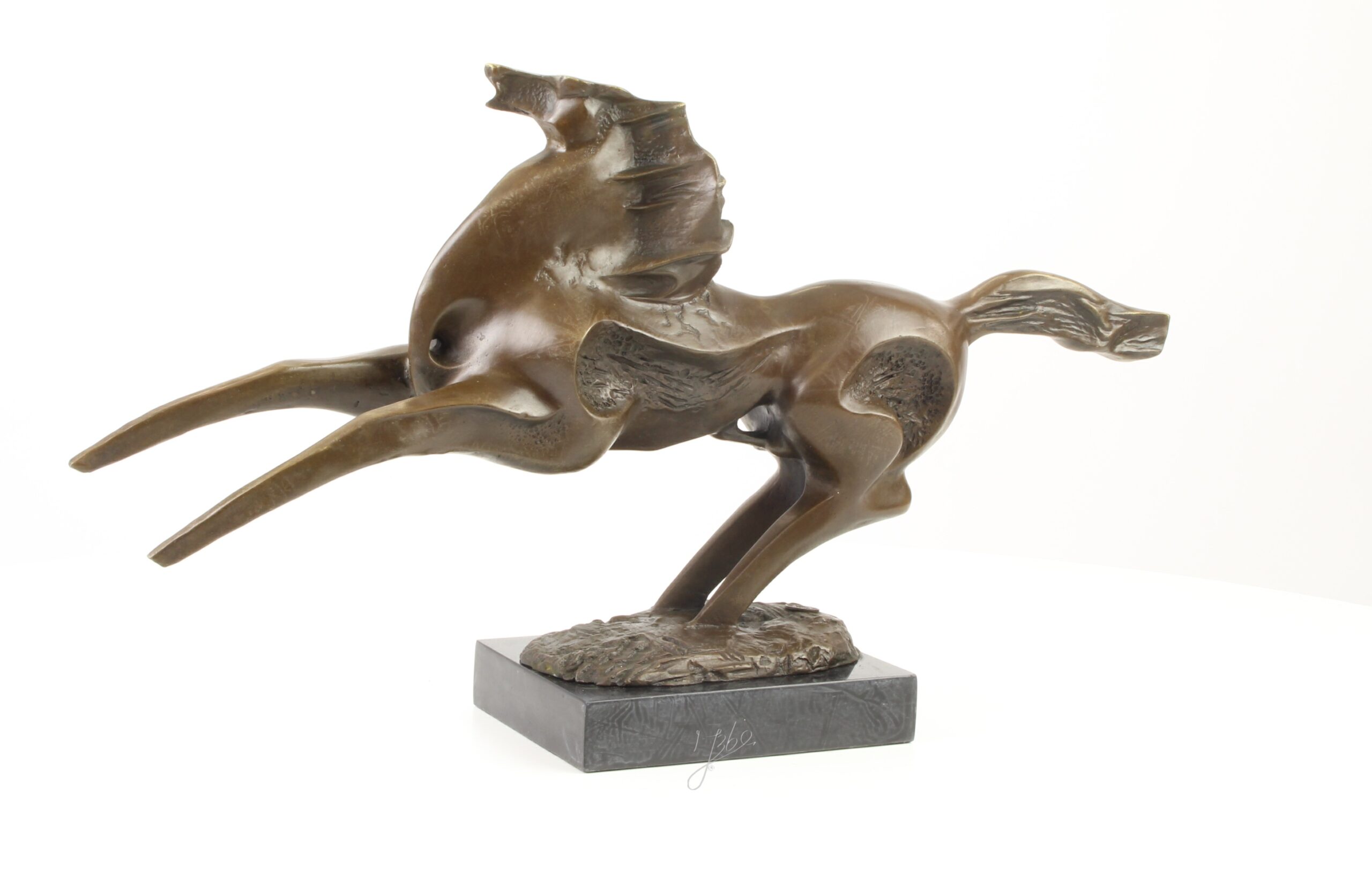Abstrakte Modernistische Bronzeskulptur Galoppierendes Pferd entdecken 3