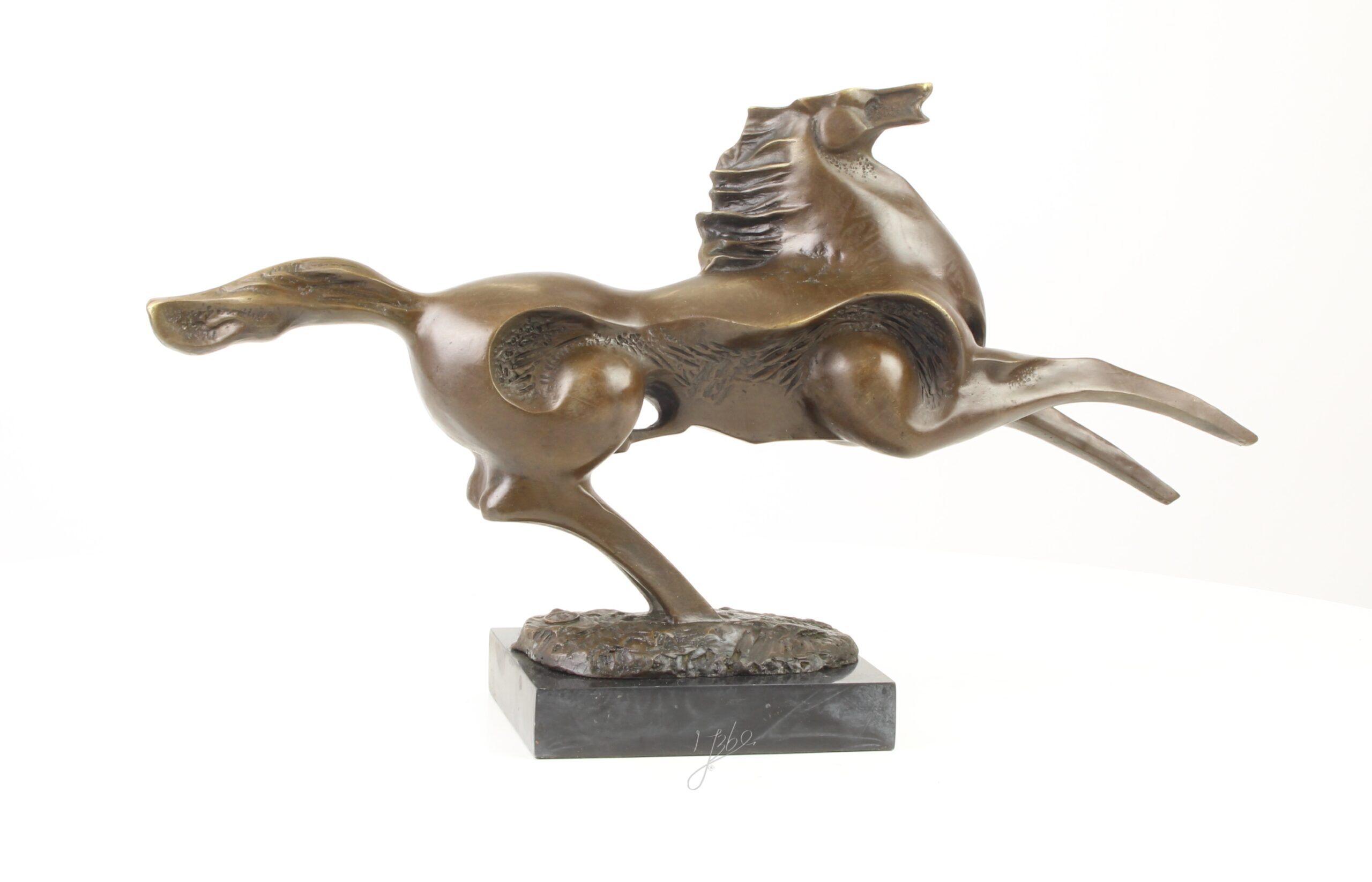 Abstrakte Modernistische Bronzeskulptur Galoppierendes Pferd entdecken 12