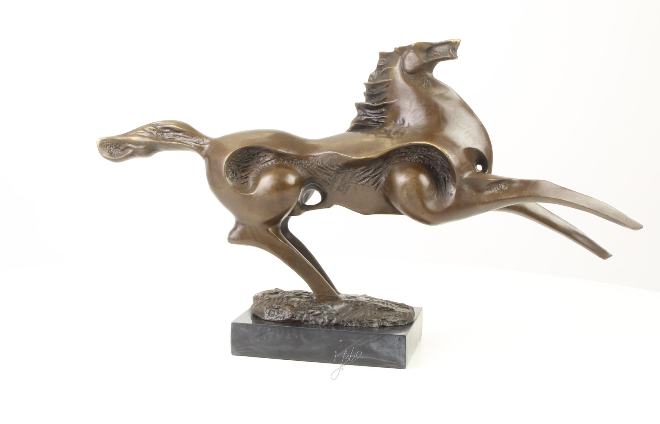 Abstrakte Modernistische Bronzeskulptur Galoppierendes Pferd entdecken 10