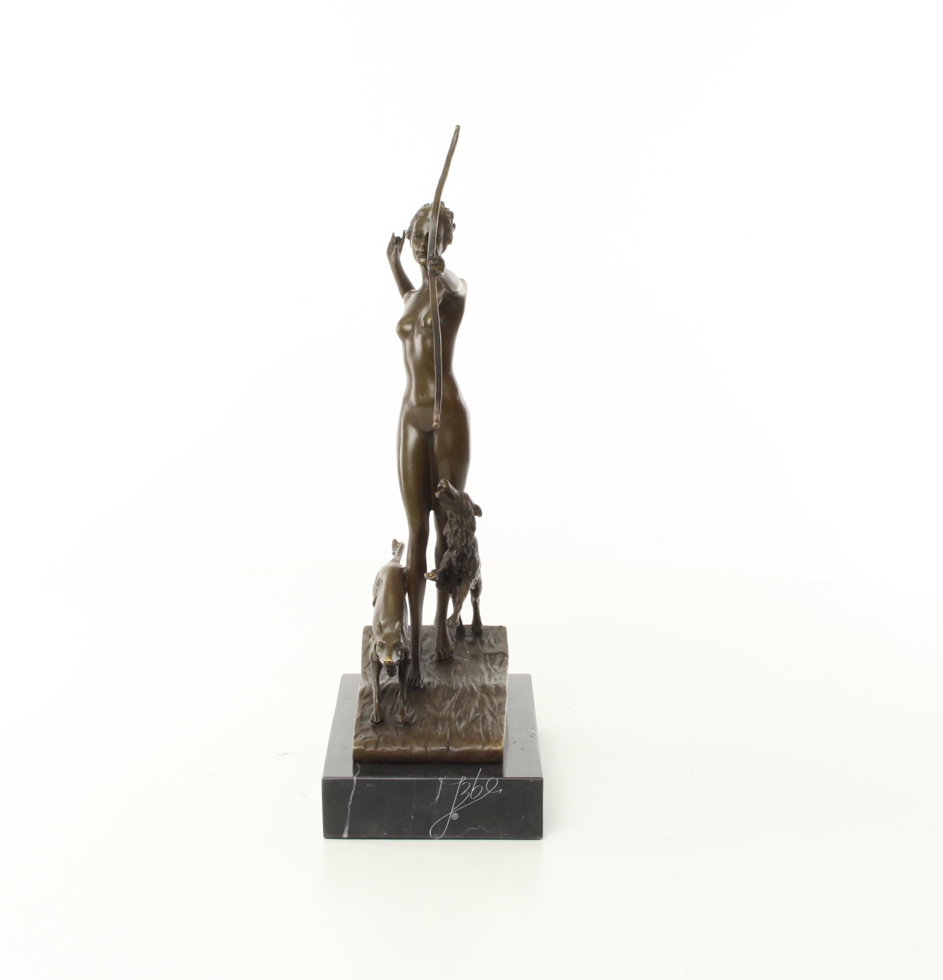 Exquisite Bronze Jagdskulptur Frau mit Bogen Statue 4