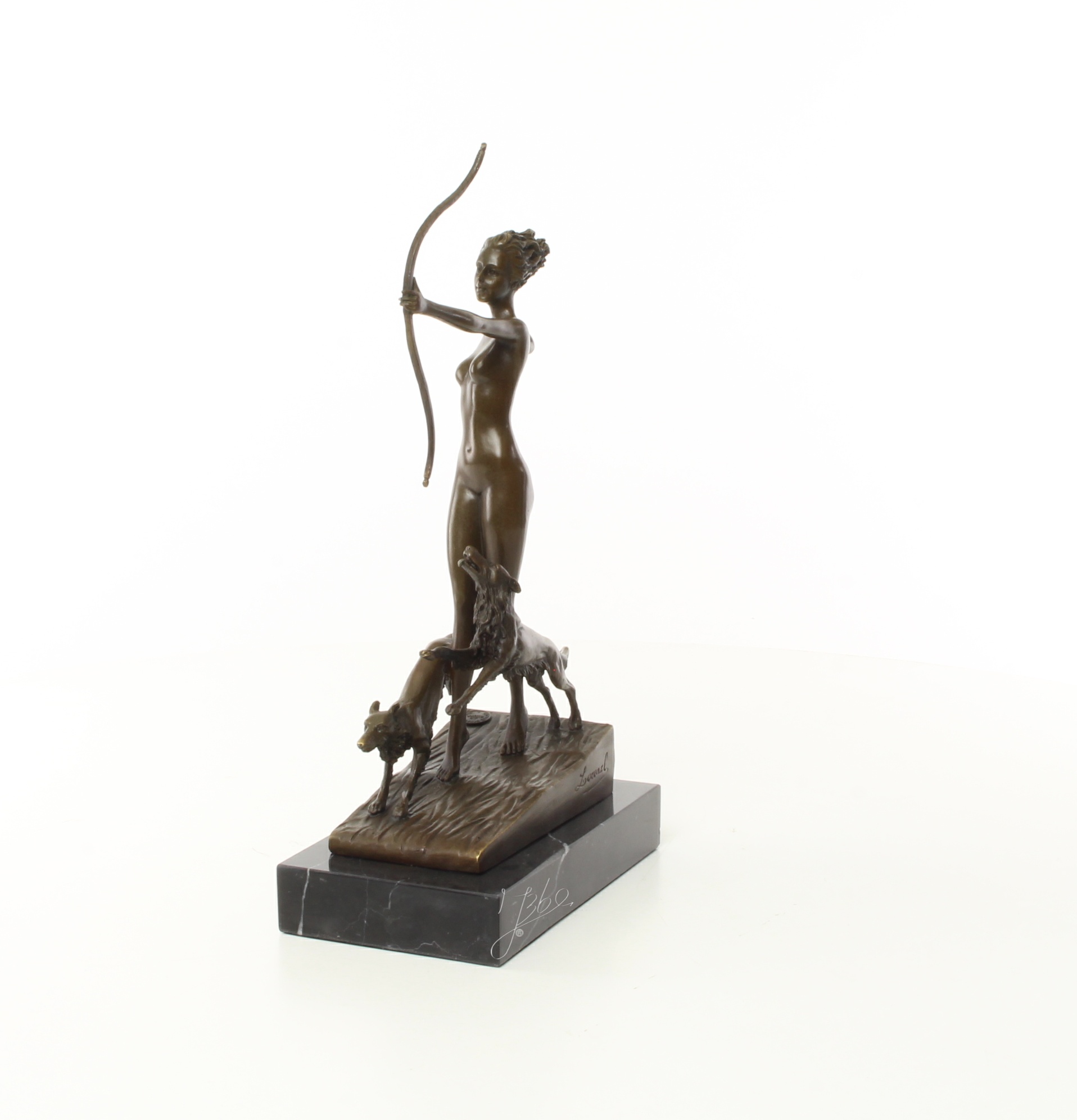 Exquisite Bronze Jagdskulptur Frau mit Bogen Statue 7