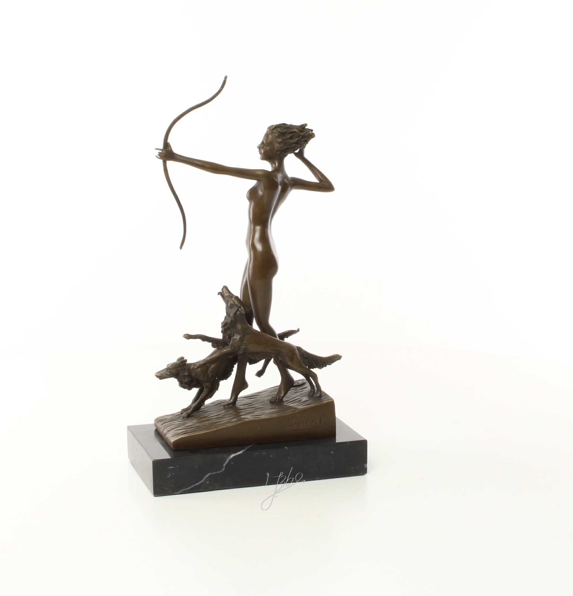 Exquisite Bronze Jagdskulptur Frau mit Bogen Statue 12