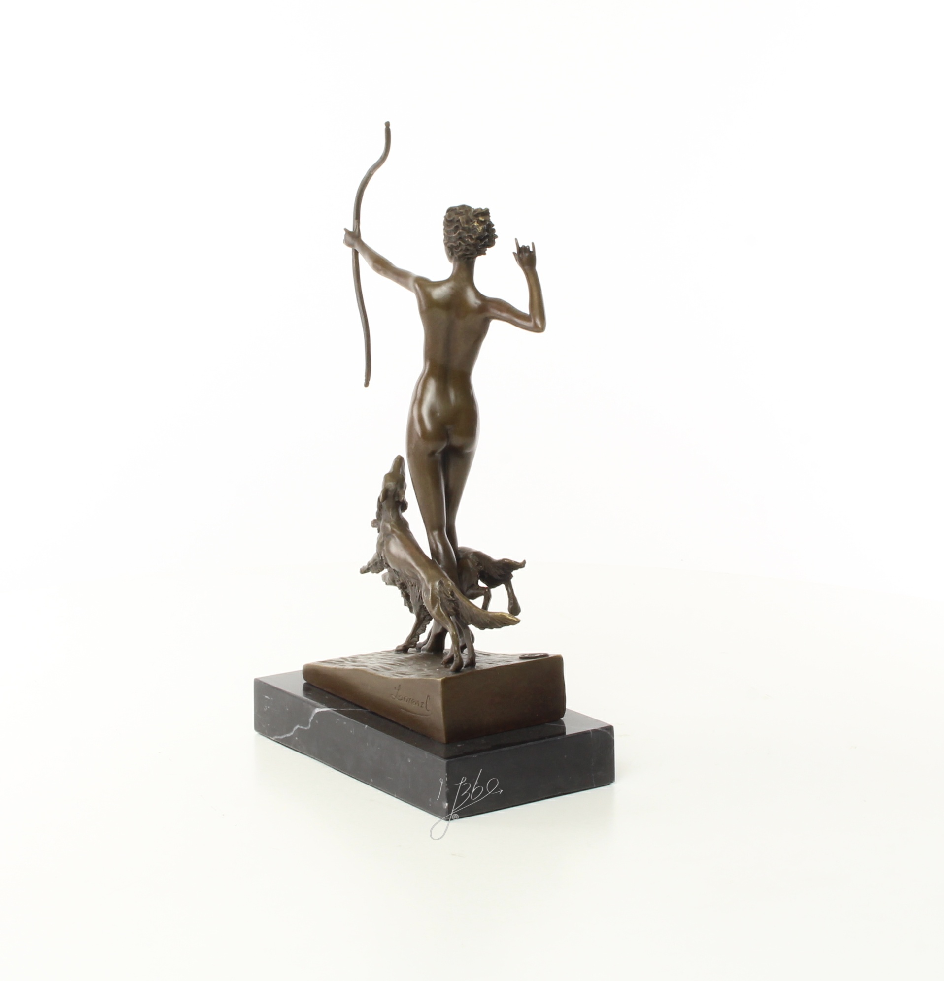 Exquisite Bronze Jagdskulptur Frau mit Bogen Statue 9