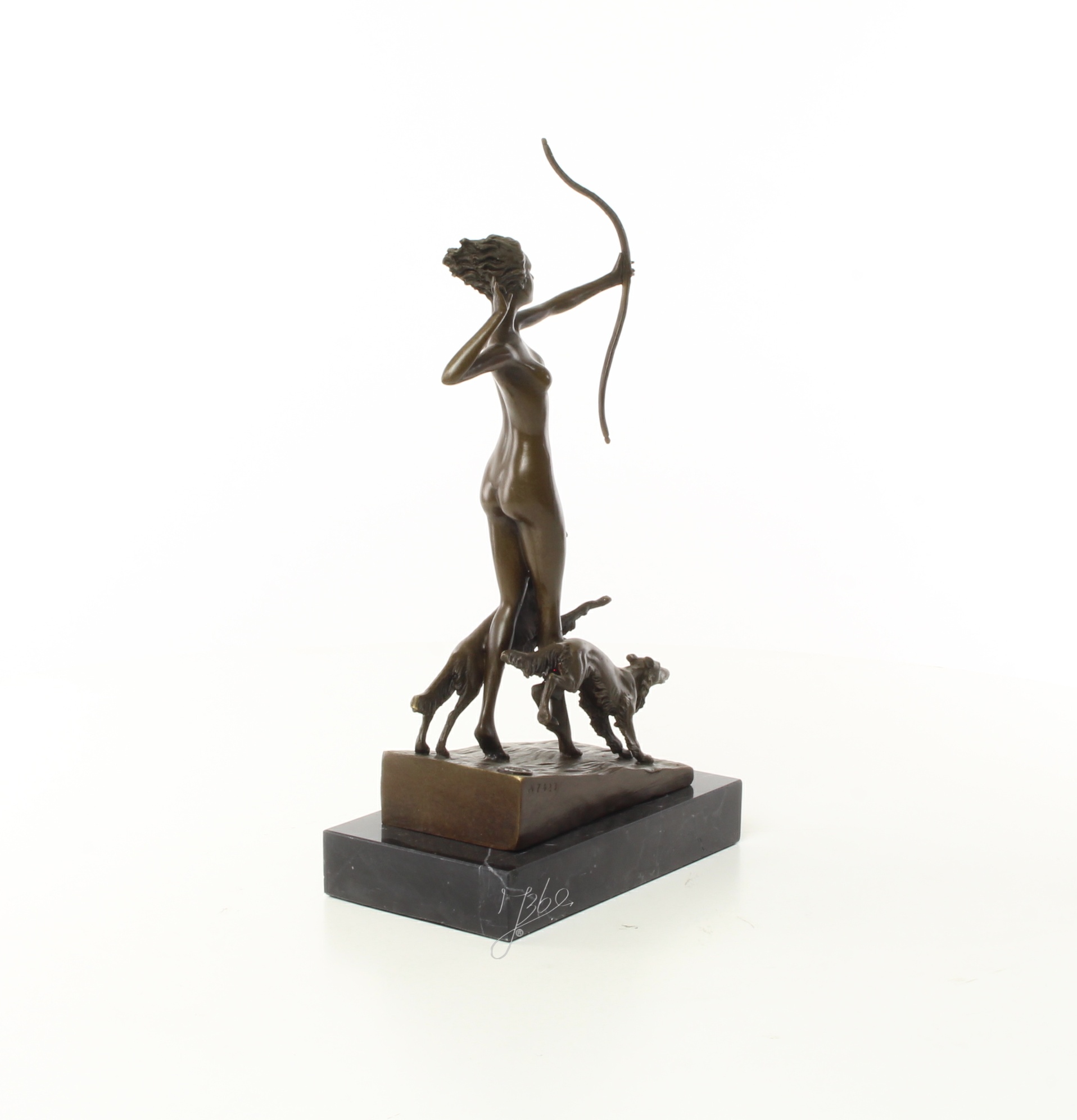 Exquisite Bronze Jagdskulptur Frau mit Bogen Statue 14