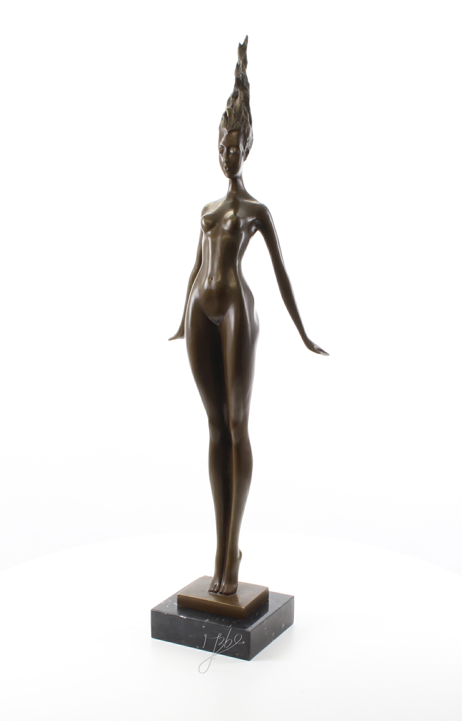 Elegante modernistische Bronze Skulptur zeitgenössische weibliche Aktstatue 4