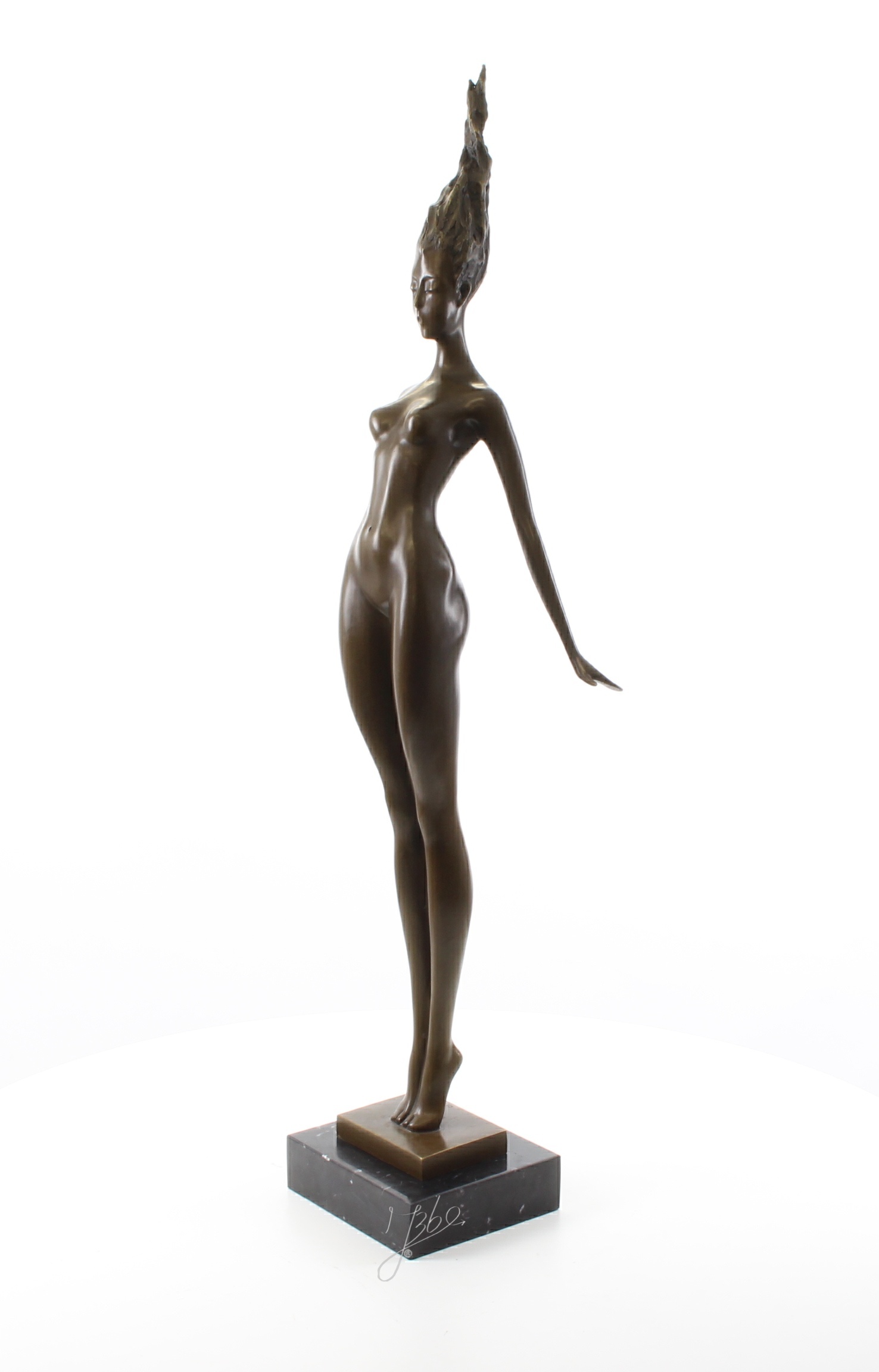 Elegante modernistische Bronze Skulptur zeitgenössische weibliche Aktstatue 11