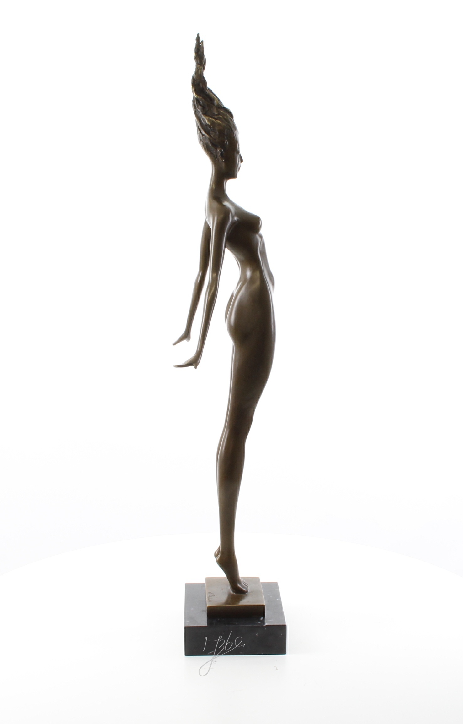 Elegante modernistische Bronze Skulptur zeitgenössische weibliche Aktstatue 14