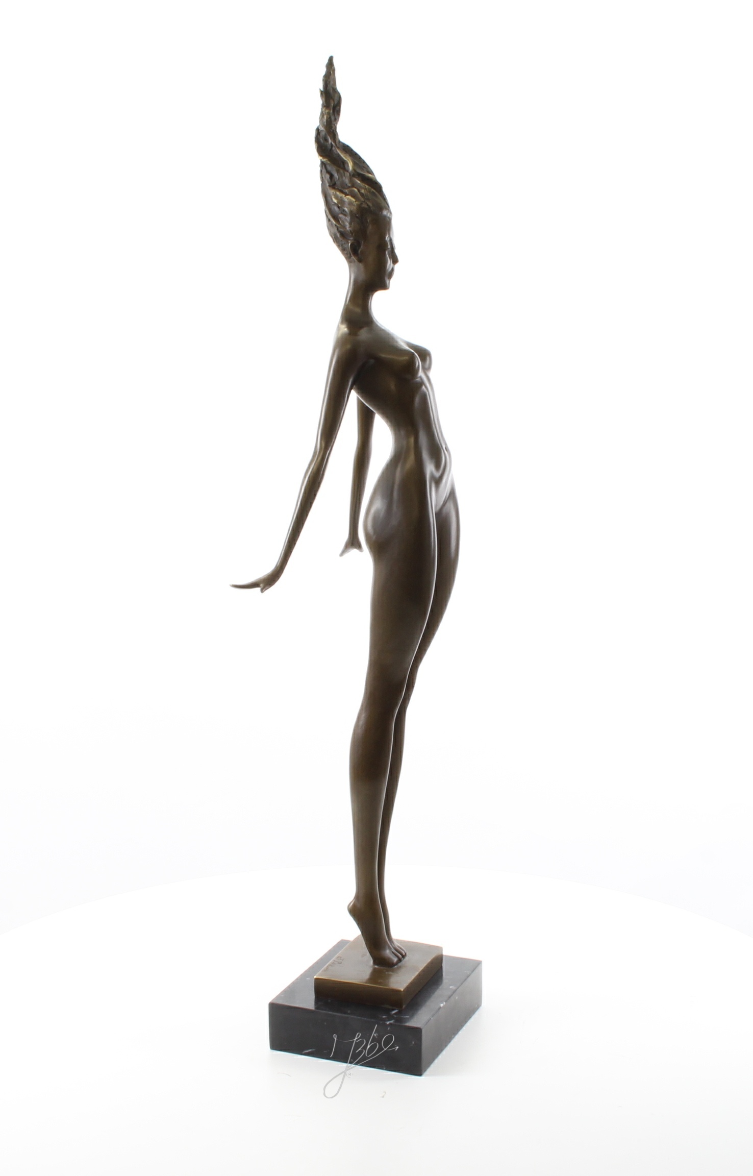 Elegante modernistische Bronze Skulptur zeitgenössische weibliche Aktstatue 15