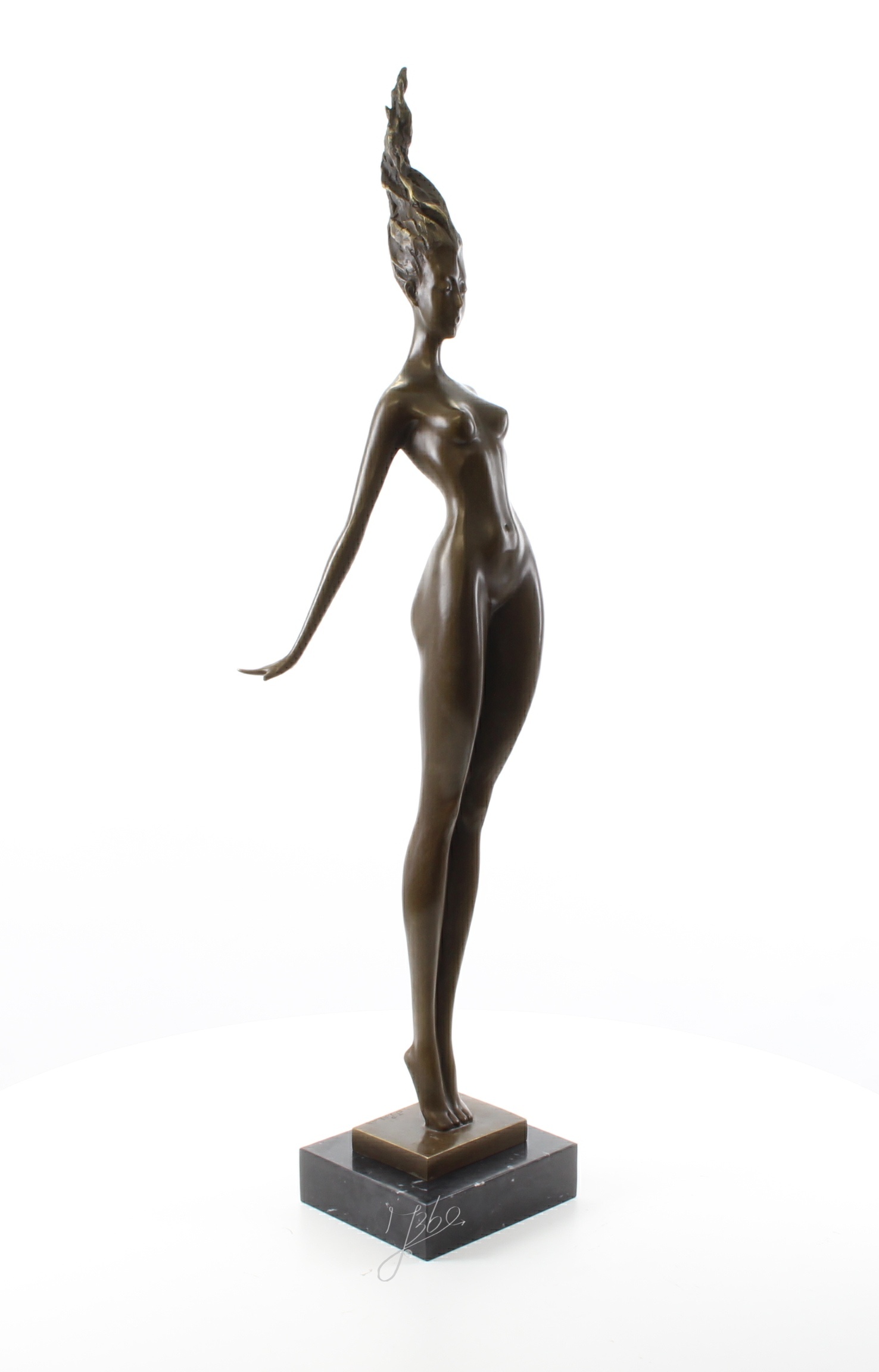 Elegante modernistische Bronze Skulptur zeitgenössische weibliche Aktstatue 16