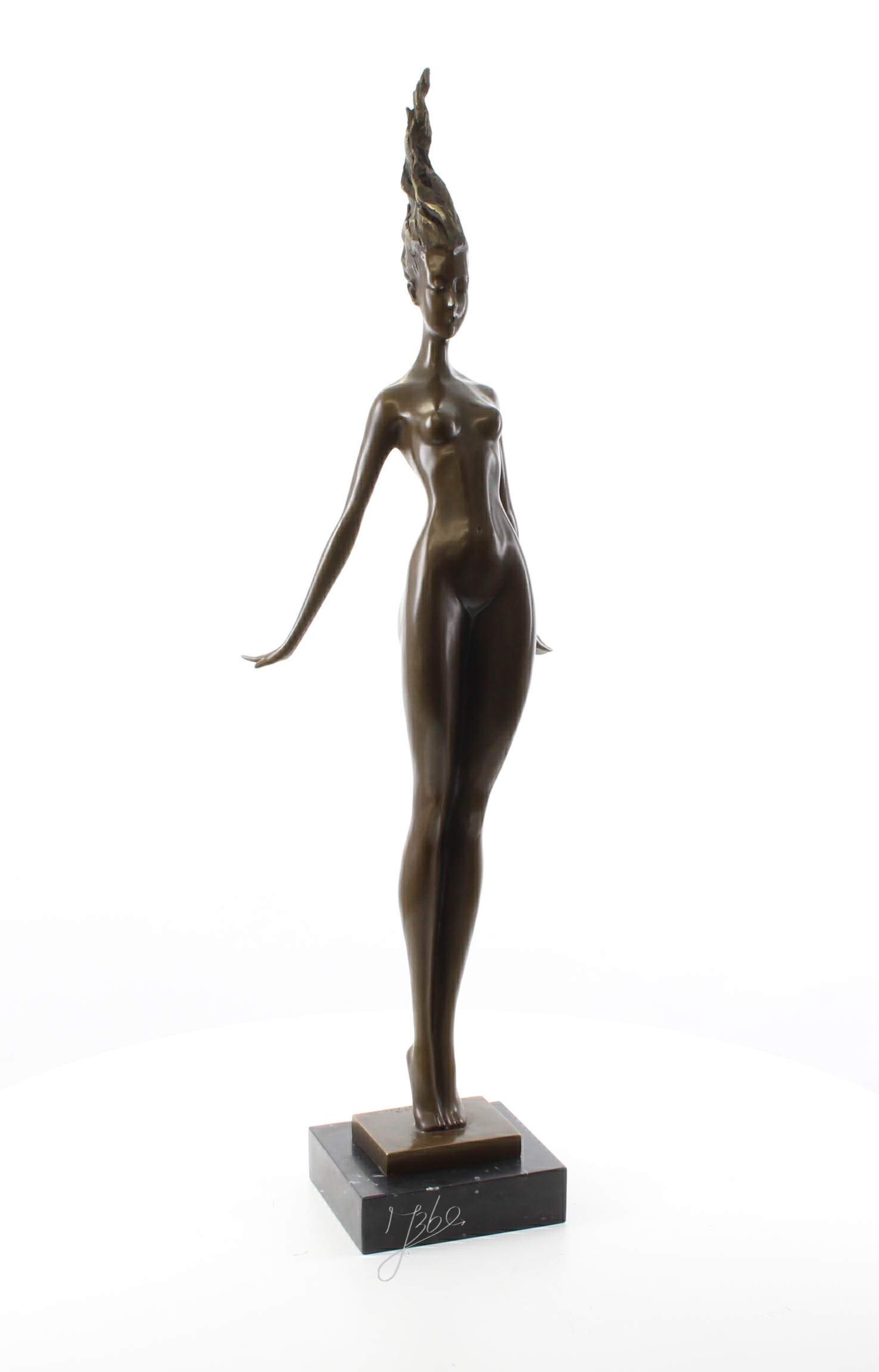 Elegante modernistische Bronze Skulptur zeitgenössische weibliche Aktstatue 17