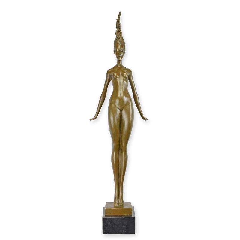 Elegante modernistische Bronze Skulptur zeitgenössische weibliche Aktstatue 2