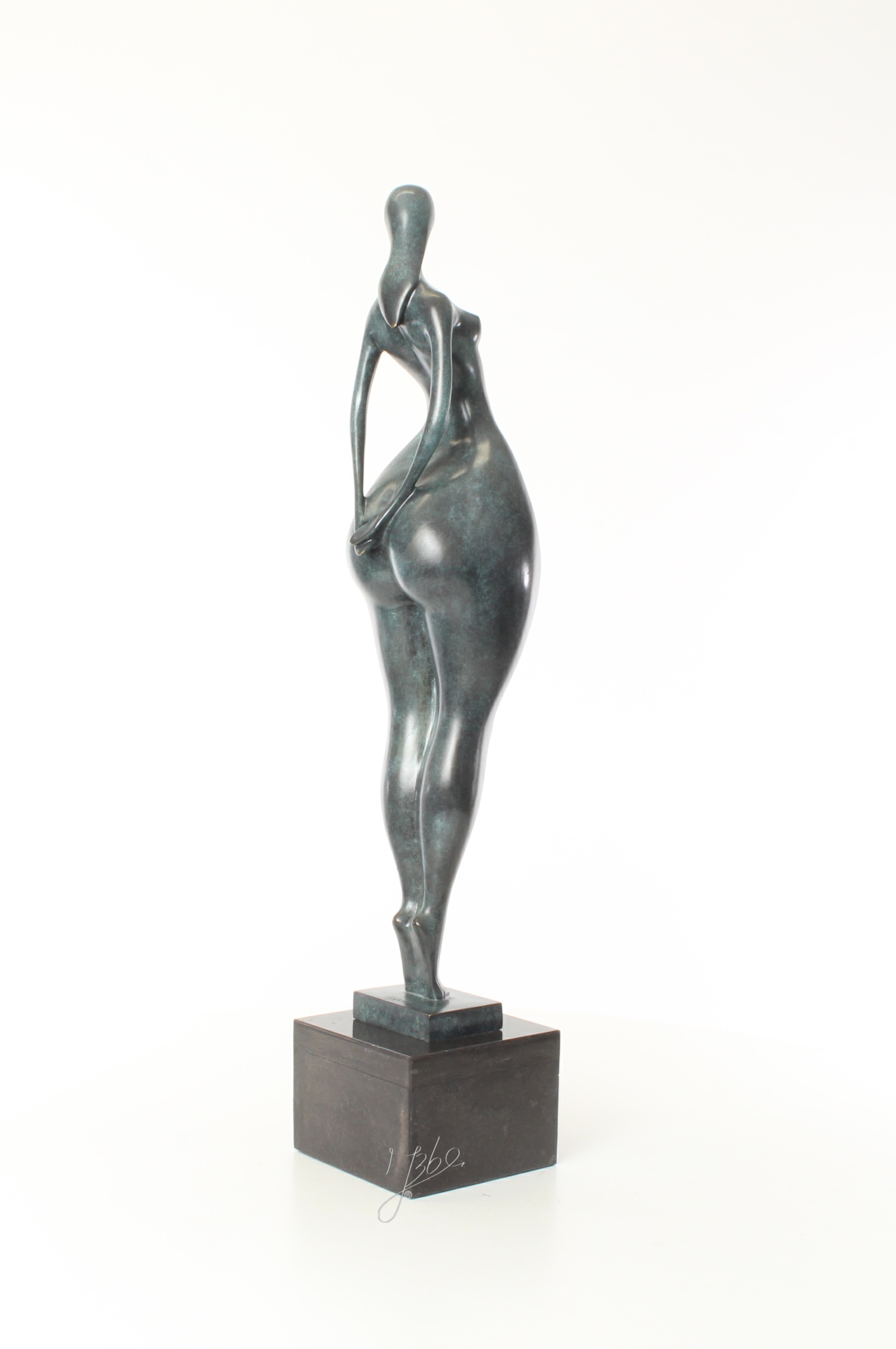Einzigartige modernistische Bronzeskulptur abstrakte weibliche Figur 12
