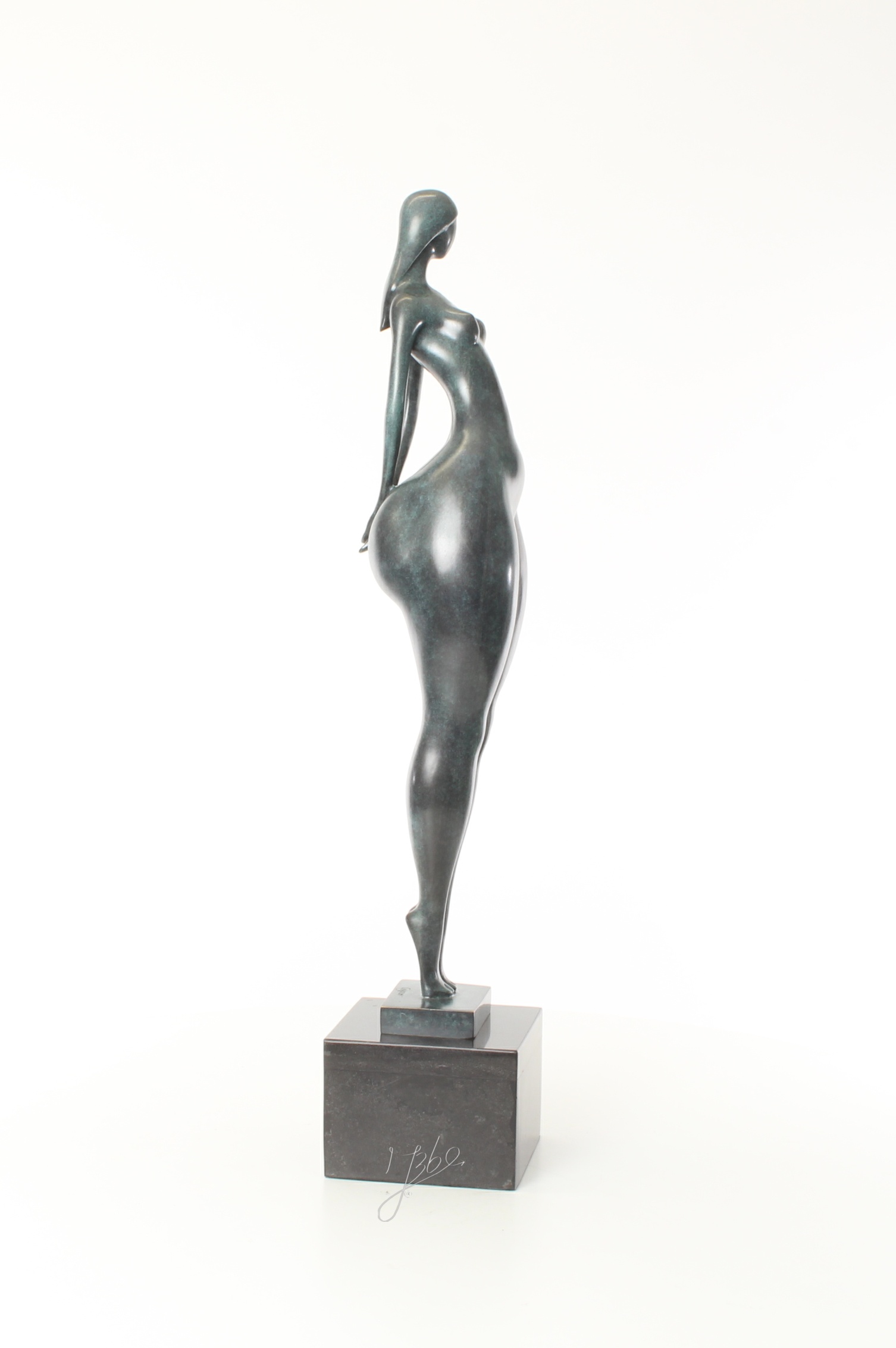 Einzigartige modernistische Bronzeskulptur abstrakte weibliche Figur 14