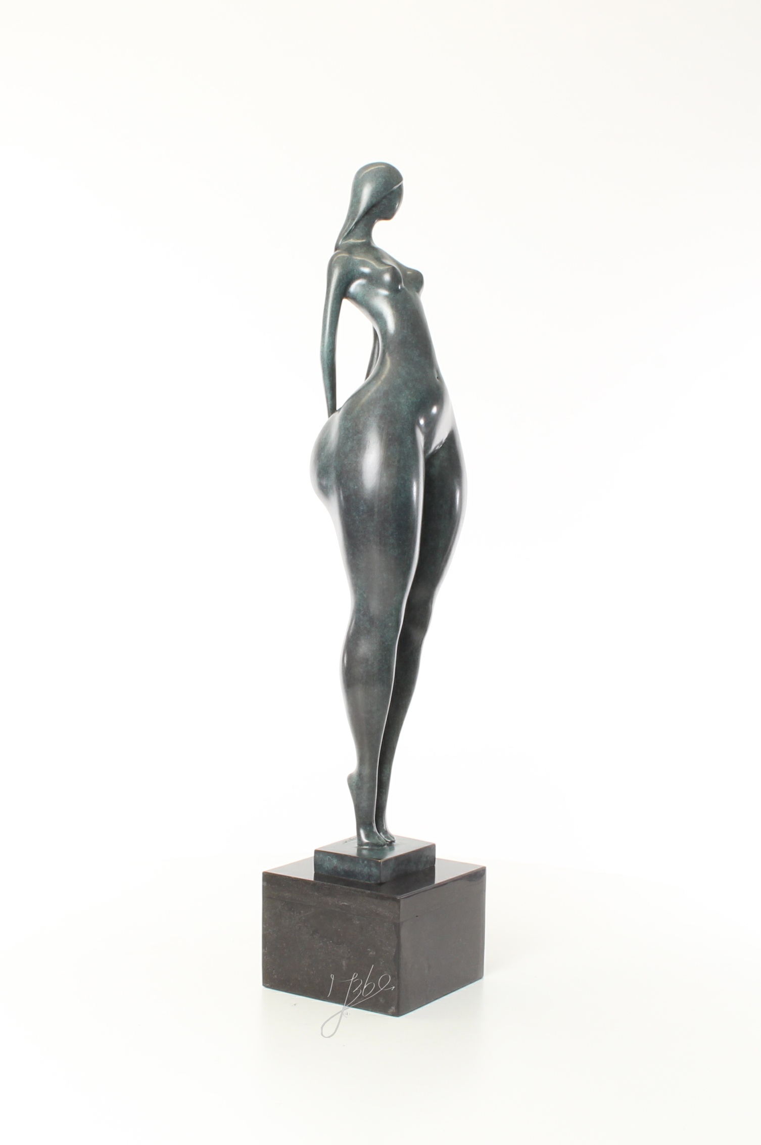 Einzigartige modernistische Bronzeskulptur abstrakte weibliche Figur 15