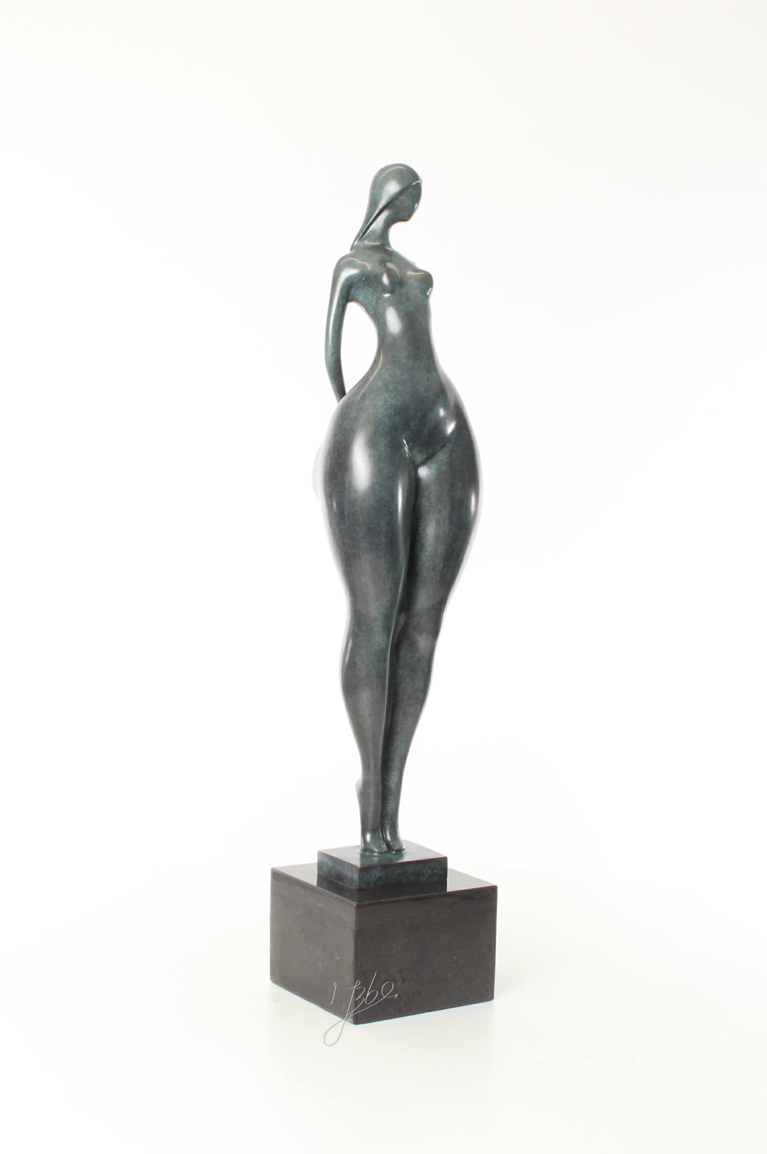 Einzigartige modernistische Bronzeskulptur abstrakte weibliche Figur 17