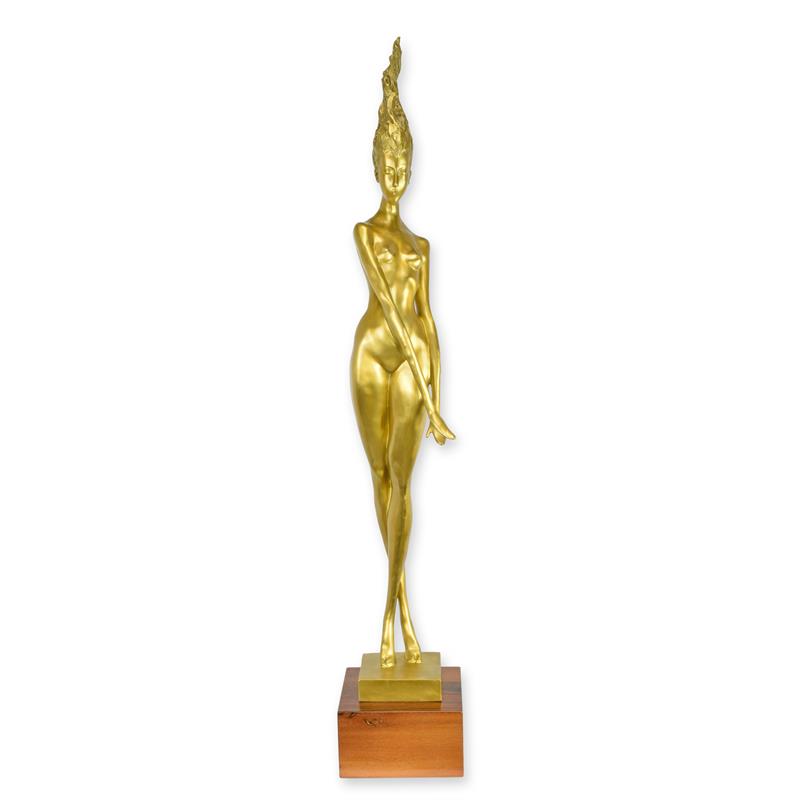 Elegante Goldene Bronze Figur Moderne Weibliche Skulptur 2