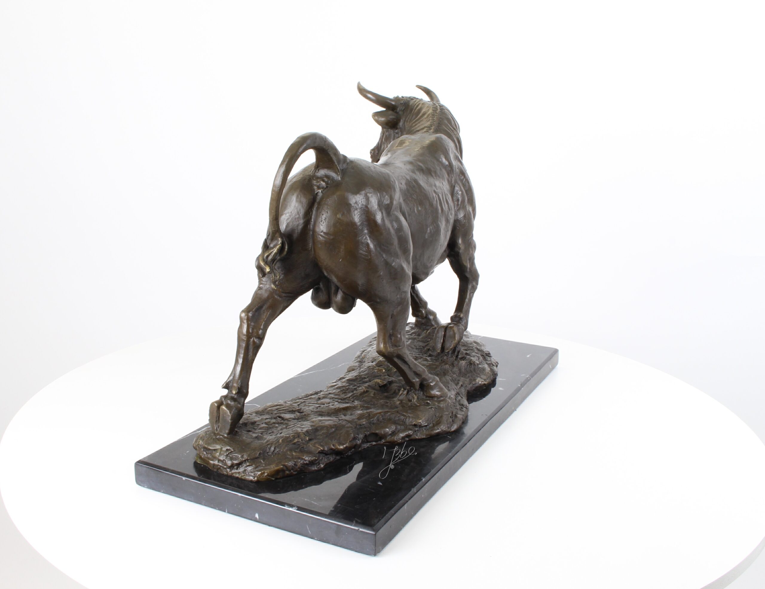 Hochwertige Bronze Bullenfigur Detaillierte Skulptur auf Marmorsockel 5