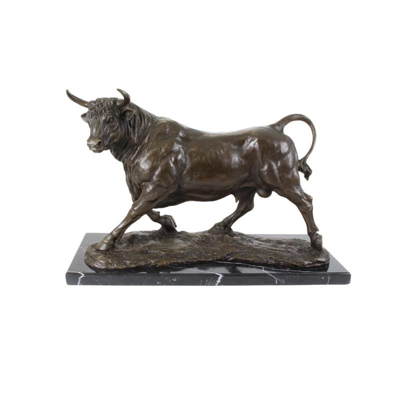 Hochwertige Bronze Bullenfigur Detaillierte Skulptur auf Marmorsockel 2