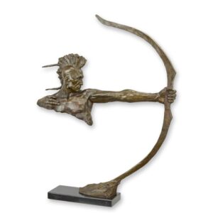 Exquisite Bronze Bogenschütze Skulptur Mohawk Krieger mit Bogen