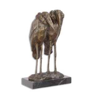 Handgefertigte Bronzevogel Skulptur Elegante Bronzeskulptur von Marabustörchen