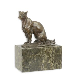 Elegante Bronze Panther Skulptur auf Marmorsockel für Ihr Zuhause