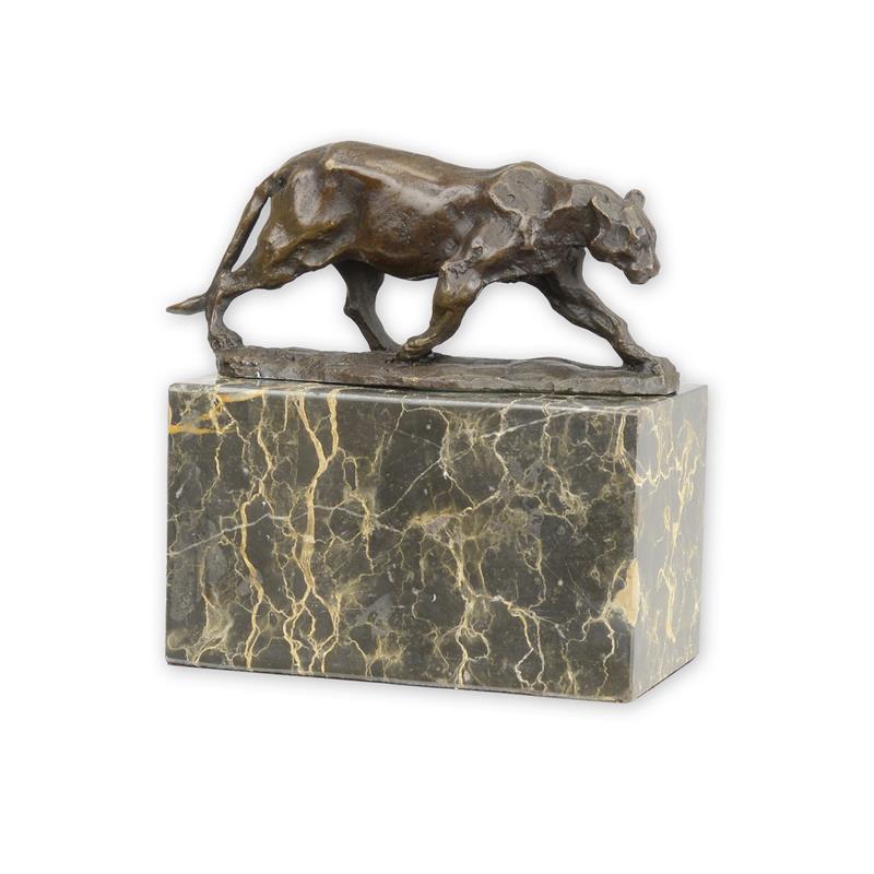 Exquisite Bronze Panther Skulptur auf edlem Marmorsockel 2