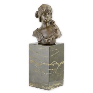 Exquisite Bronze Frauenbüste Elegante Skulptur auf Marmorsockel