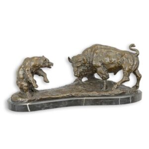Kämpferische Bronze Tierfiguren Bulle und Bär Skulptur Meisterwerk